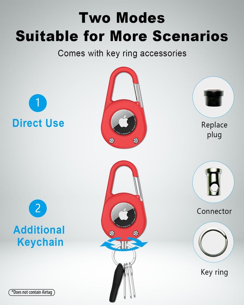 Scallop Air Tag Keychain with Carabiner,Thick Hard PC Air Tag Holder,IPX8 Waterproof,Secure Lock,Universal Wheel Key Chain - Image 2